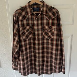 Pendleton Frontier Long Sleeve Shirt Plaid Pearl Snaps